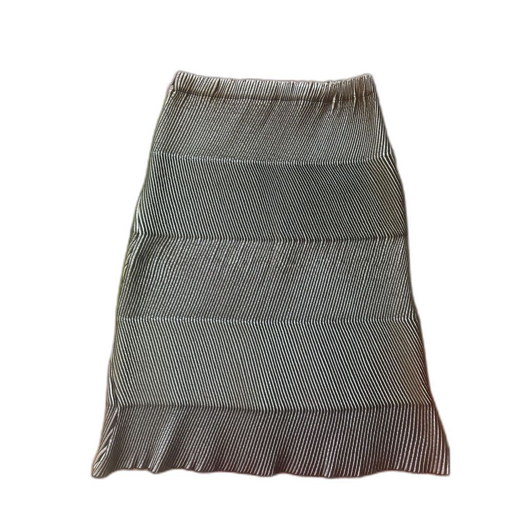 Issey Miyake Black Gray Geometric Accordion Pleated Midi Skirt S/M Japan